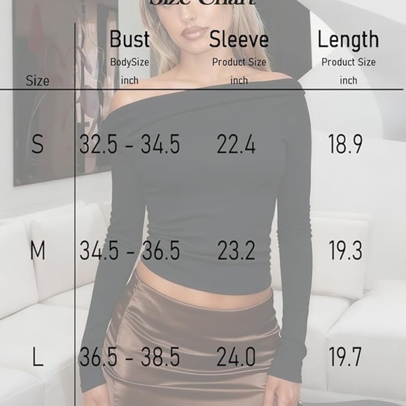 Women Long Sleeve Off The Shoulder Tops Going Out Crop Top Black - Picture 3 of 3